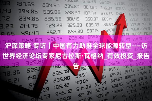 沪深策略 专访｜中国有力助推全球能源转型——访世界经济论坛专家尼古拉斯·瓦格纳_有效投资_报告